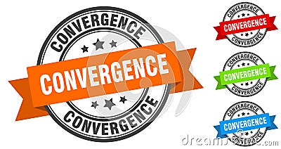 convergence stamp. round band sign set. label Vector Illustration