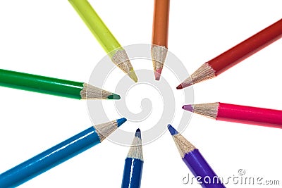 Converging Coloured Pencils Stock Photo