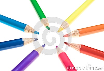 Converging Coloured Pencils Stock Photo