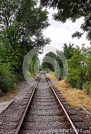 Converging Railway tracks Stock Photo