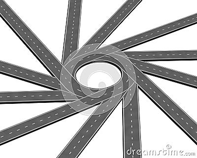 Converging Road Cartoon Illustration