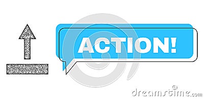 Shifted Action! Chat Balloon and Hatched Pull Up Icon Vector Illustration