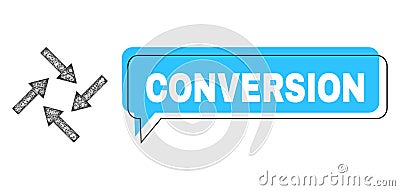 Shifted Conversion Chat Balloon and Hatched Centripetal Arrows Icon Vector Illustration