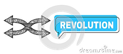 Shifted Revolution Speech Cloud and Net Mesh Shuffle Arrows Horizontal Icon Vector Illustration