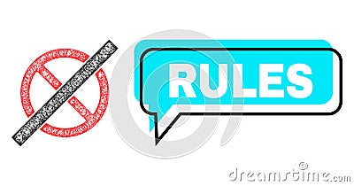 Misplaced Rules Message Frame and Net No Rules Icon Vector Illustration