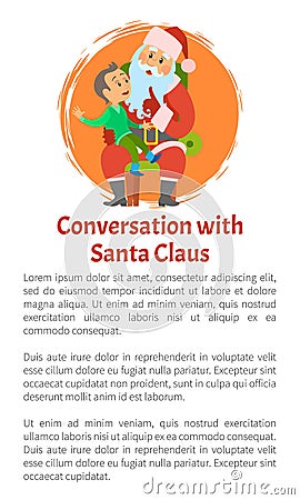 Conversation Santa Vector Poster. Merry Christmas Vector Illustration