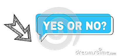 Shifted Yes or No query. Speech Frame and Linear Arrow Right Down Icon Stock Photo