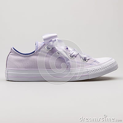 Converse Chuck Taylor All Star Big Eyelets OX light purple and white sneaker Editorial Stock Photo