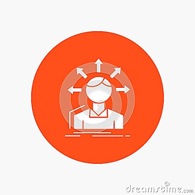 conversion difference, diversity, options, structure, user transition White Glyph Icon in Circle. Vector Button illustration Vector Illustration