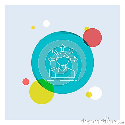 conversion difference, diversity, options, structure, user transition White Line Icon colorful Circle Background Vector Illustration