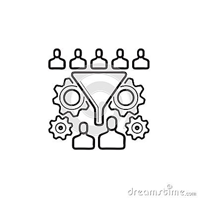 Conversion funnel hand drawn outline doodle icon. Vector Illustration