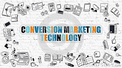 Conversion Marketing Technology Concept with Doodle Design. Stock Photo