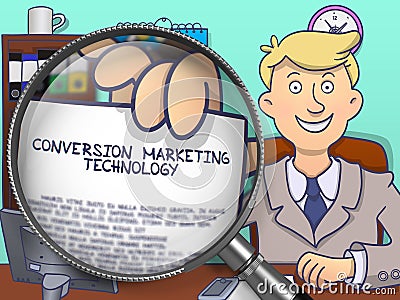 Conversion Marketing Technology through Lens. Doodle Style. Stock Photo