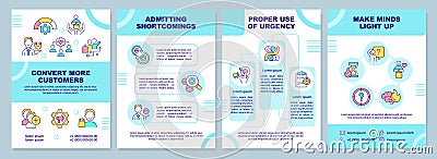 Convert more customers turquoise brochure template Vector Illustration