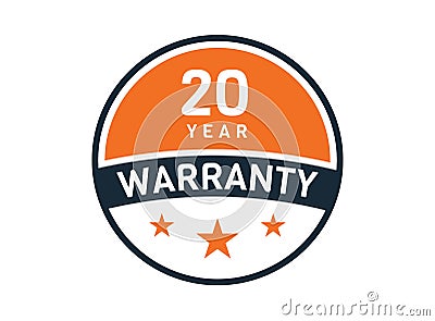 20 year warranty, 20 years warranty badge Vector Illustration