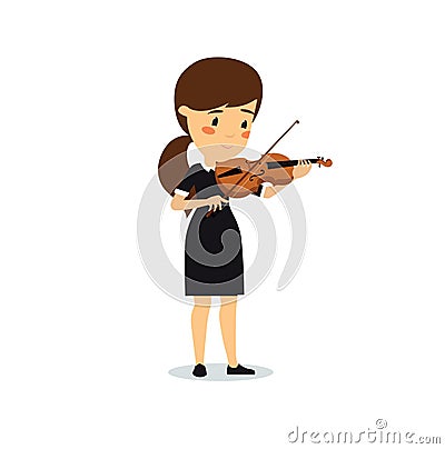 The girl plays the violin. Vector Illustration