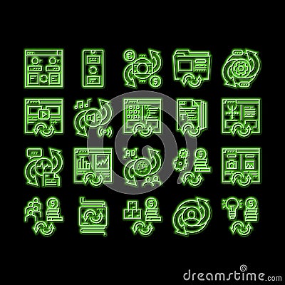 Converter Application neon glow icon illustration Vector Illustration