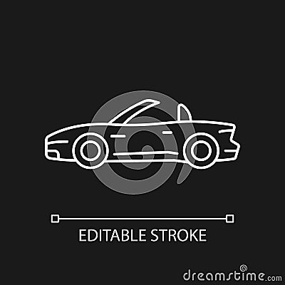 Convertible car white linear icon for dark theme Vector Illustration