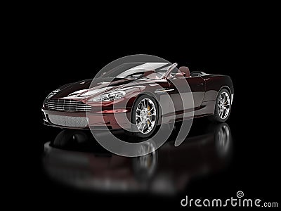 Convertible sports car - Dark Red Pearlescent Paint Stock Photo