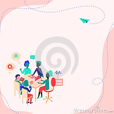 Converting Imaginations Typewritten Stories, Registering New Account, Learning Fresh Things, Creating Cyber Business Vector Illustration