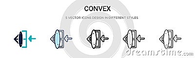 Convex icon in filled, thin line, outline and stroke style. Vector illustration of two colored and black convex vector icons Vector Illustration