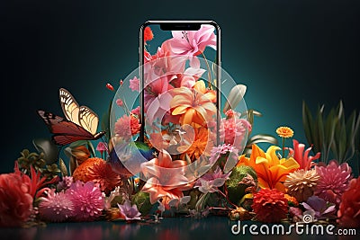 Convey the concept of a floralthemed mobile Stock Photo