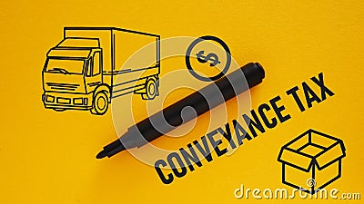 Conveyance tax is shown using the text Stock Photo