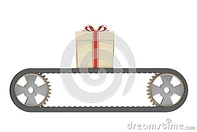 Conveyer belt and gift Cartoon Illustration