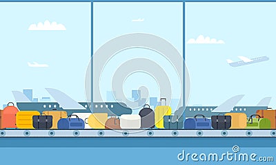 Conveyor belt in airport Vector Illustration