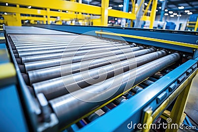 conveyor belt carrying cleft palate tools in a factory Stock Photo