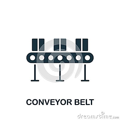 Conveyor belt icon. Monochrome simple sign from construction instruments collection. Conveyor belt icon for logo Vector Illustration