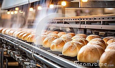 A Conveyor Belt Packed With an Assortment of Tasty Bagels Stock Photo