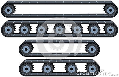 Conveyor Belt With Wheels Pack Vector Illustration