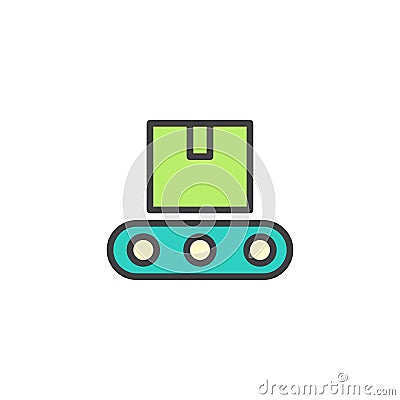 Conveyor filled outline icon Vector Illustration