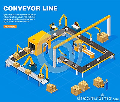 Conveyor Line Concept Vector Illustration
