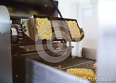 Production of instant noodles Stock Photo