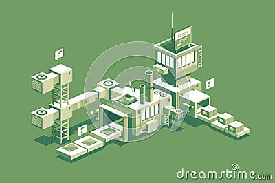 Conveyor manufacturing process Vector Illustration