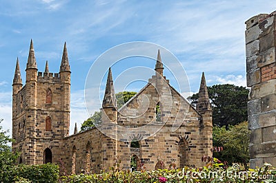 Convict church, Port Arthur, Tasmania. Editorial Stock Photo