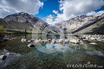 Convict Lake in the springtime, located off of US-395, near Mammoth Lakes California in the eastern Sierra Nevada mountains, Inyo Stock Photo