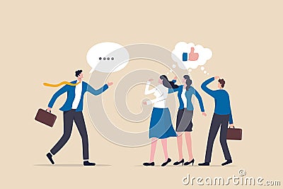 Convincing people persuade to believe in idea, influence or communicate reason in meeting argument, charm or leadership concept, Vector Illustration