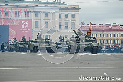 Convoy of Russian tanks, Saint Petersburg Editorial Stock Photo