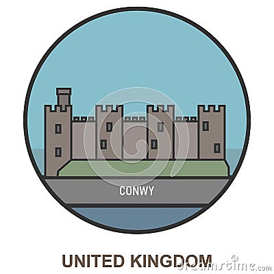 Conwy. Cities and towns in United Kingdom Vector Illustration