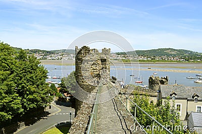 Conwy historical medieval town wall Editorial Stock Photo