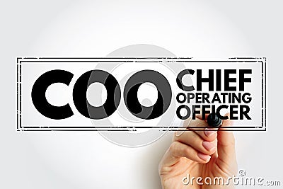 COO Chief Operating Officer - one of the highest-ranking executive positions in an organization, acronym text stamp Stock Photo