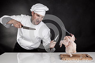 Cook fighting Stock Photo