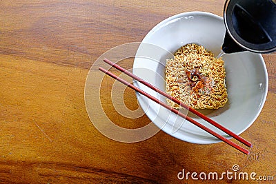 Cook instant noodles Stock Photo