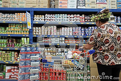 Cook Islander woman buying groceries Editorial Stock Photo