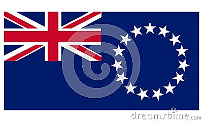 Cook Islands flag design with star ornament forming a circle and the British flag on the top left Vector Illustration