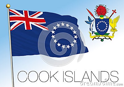 Cook Islands official national flag and coat of arms Vector Illustration