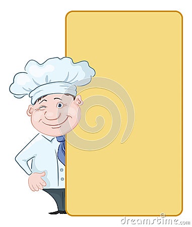 Cook looks out the poster Vector Illustration